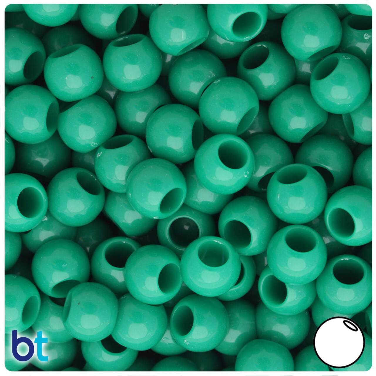 BeadTin Dark Green Opaque 10mm Round Plastic Pony Beads (125pcs)